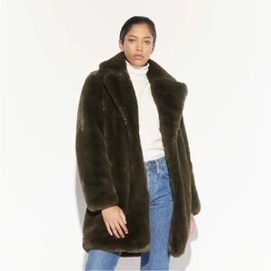 APPARIS Sasha Faux Fur Army Olive Khaki Green Coat